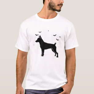 T-shirt MinPin Chien � Silhouette de la Lune d'Halloween T