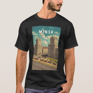 T-shirt Minsk Belarus Illustration Voyage Art Vintage