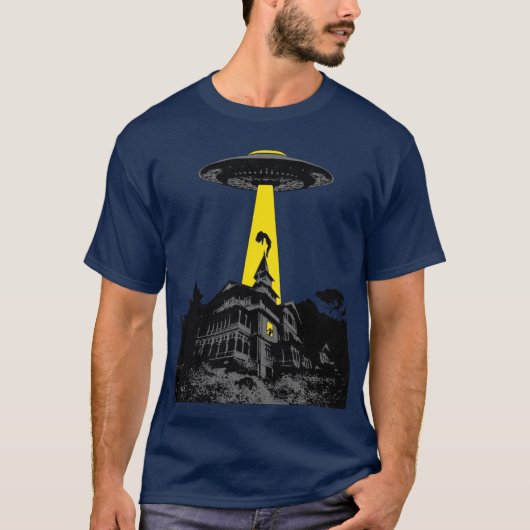 T-shirt Minuit Effrayant Alien enlèvement OVNI Spacecraft (Devant)
