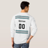 T-shirt Minuit Green Silver Sports Nom de l'équipe Long Ma (Dos entier)