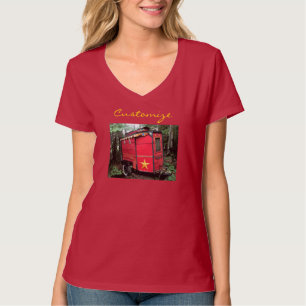 T-shirt Minuscule caravane rouge tzigane customisée 