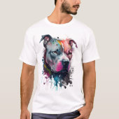T-shirt Mirada seria + corazón amable : pitbull (Devant)