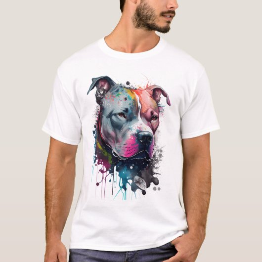 T-shirt Mirada seria + corazón amable : pitbull (Devant)