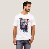 T-shirt Mirada seria + corazón amable : pitbull (Devant entier)