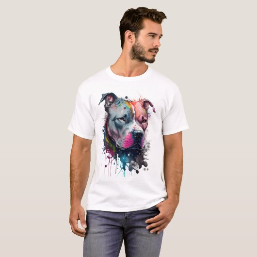 T-shirt Mirada seria + corazón amable : pitbull (Devant entier)