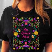 T-shirt Mis Quince Anos Mexicaine Fiesta Rose Noir Anniver