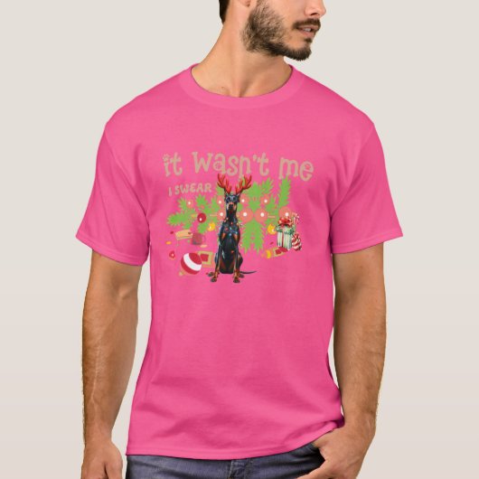 T-shirt Mischievous Doberman Pinscher It Wasnt Me friend (Devant)