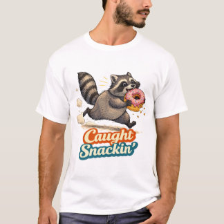 T-shirt Mischievous Raccoon Stealing Donut – Caught Snacki