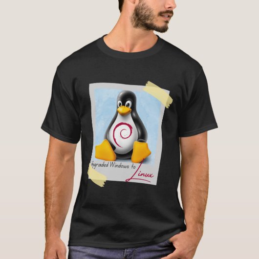 T-shirt Mise à niveau de Windows Debian Linux Tux (Devant)