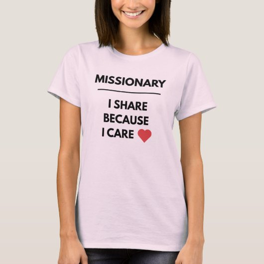 T-shirt Missionnaire Share Care™ LDS Femmes, couleurs, sty (Devant)