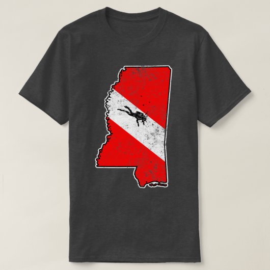 T-shirt Mississippi Dive Drapeau Plongée Scuba State Carte (Design devant)