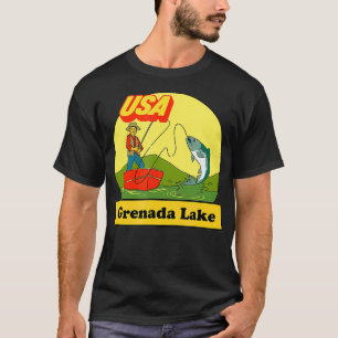 T-shirt Mississippi Grenada Lake USA Retro Fishing Cadeau