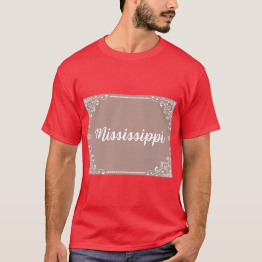 T-shirt Mississippi Monogram Boho Style Pastel Pink (Devant)