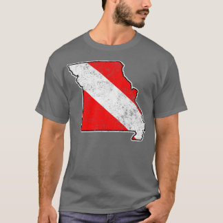 T-shirt Missouri Dive Drapeau Plongée Plongée Carte d'état