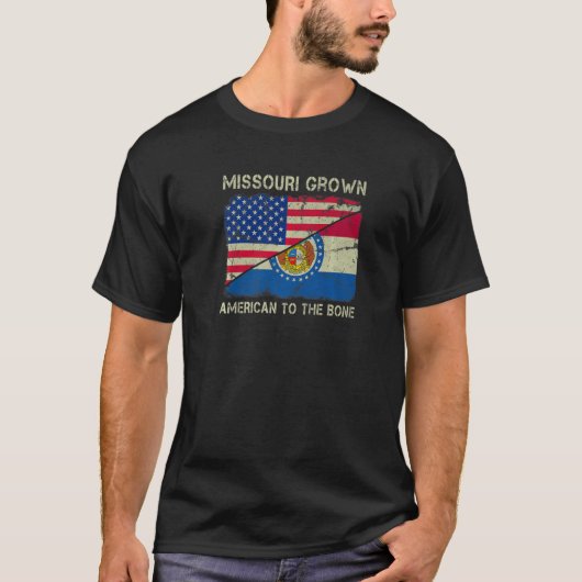 T-shirt Missouri Grown American To The Bone Home State Mis (Devant)