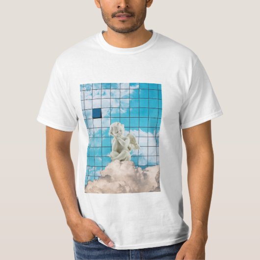 T-shirt Místico Branco Simbólico Céu Anjo Design Emocional (Devant)