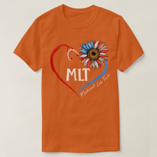 T-shirt MLT Medical Lab Tech USA Sunflower Stethoscope Hea (Design devant)