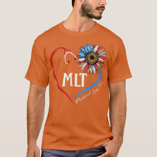 T-shirt MLT Medical Lab Tech USA Sunflower Stethoscope Hea
