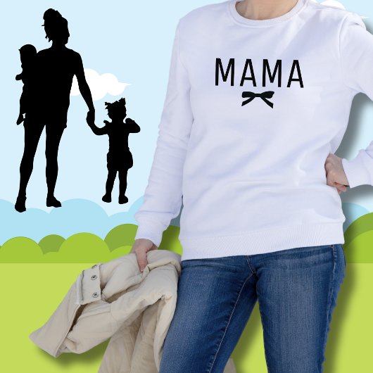T-shirt Mmama Nouvelle maman Black Bow Long Manche