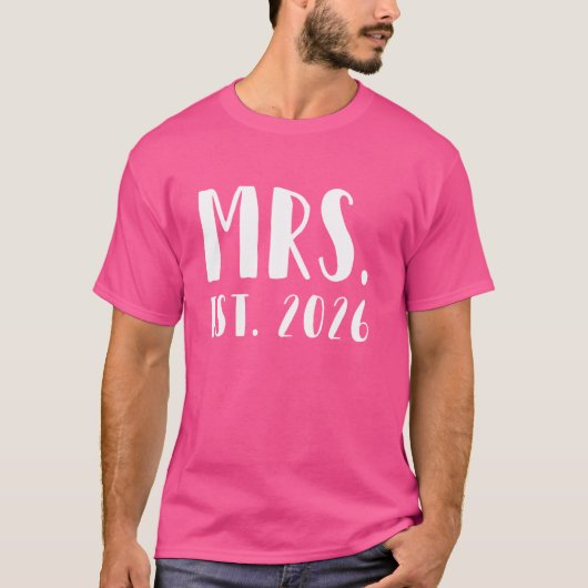 T-shirt Mme Est. 2026 Juste Marié Femme Mariage Mr & Mrs. (Devant)