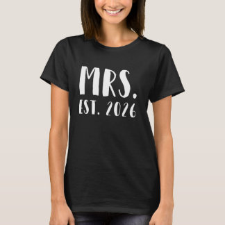 T-shirt Mme Est. 2026 Juste Marié Femme Mariage Mr & Mrs.