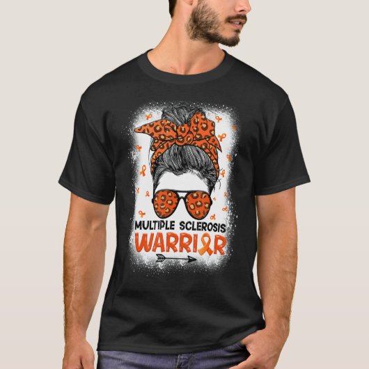 T-shirt Mme Warrior Messy Bun Leopard Sclérose multiple A (Devant)