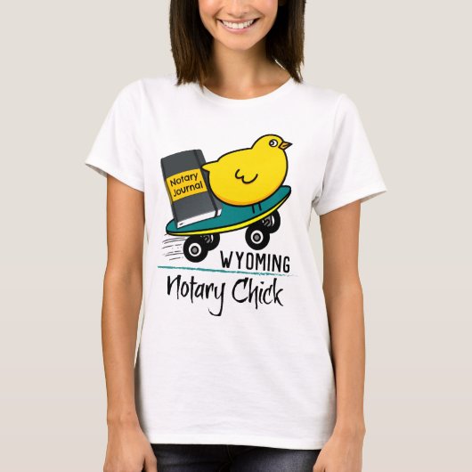 T-shirt Mobile Notaire Chick Riding Skateboard Wyoming (Devant)