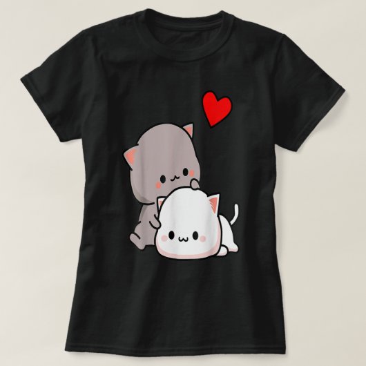 T-shirt Mochi peach cat goma love (Design devant)