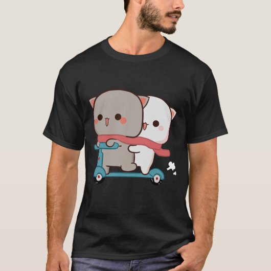 T-shirt Mochi Peach Goma Cats équitation scooter (Devant)