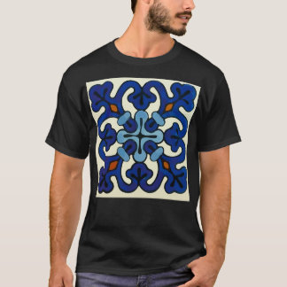 T-shirt Mod baroque bleu ornemental abstrait talavera carr