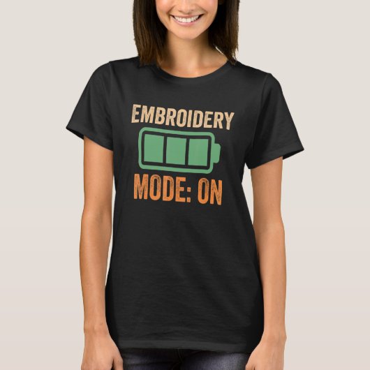 T-shirt Mode Broderie Sur Conception De Batterie (Devant)