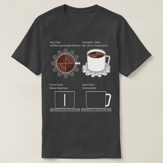 T-shirt Mode CAO : Café, Engrenages et Chaos (Design devant)