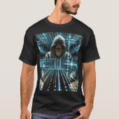 T-shirt # mode : chemise pour hommes noirs avec hacker pr (Devant)