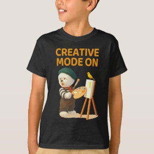 T-shirt Mode Créatif Activé : Peintre Chien Bichon Artiste