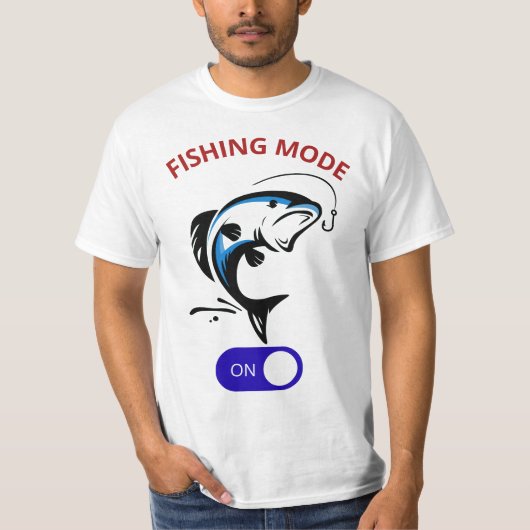 T-shirt Mode de pêche activé - Amusant Conception Pêcheur (Devant)