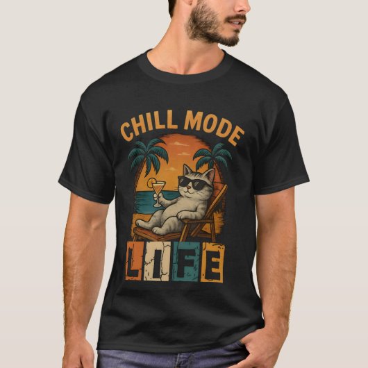 T-shirt mode détente activé - Un chat avec des lunettes (Devant)
