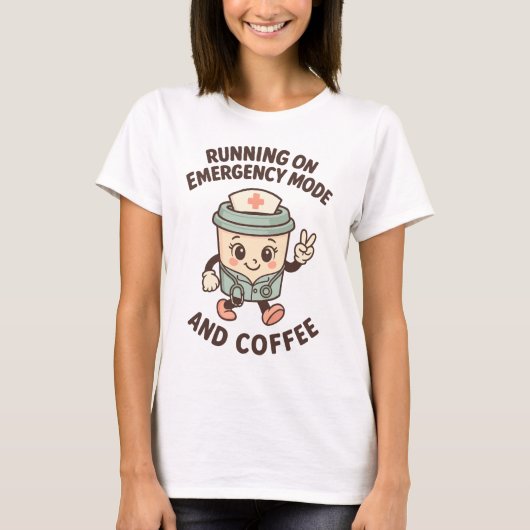 T-shirt Mode d'urgence actif - Alimenté par café (Devant)