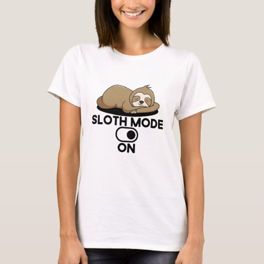 T-shirt Mode fentes Activé - Mignonne drôle Lazy (Devant)