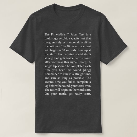 T-shirt [Mode foncé] Le test FitnessGram Pacer en script c (Design devant)
