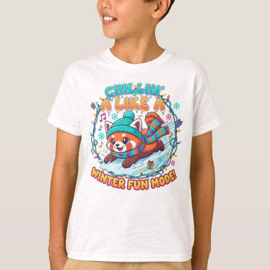 T-shirt Mode Fun Hiver Panda Rouge (Devant)