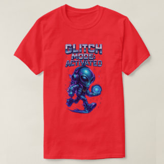 T-shirt Mode Glitch Activé Cyber Alien Power