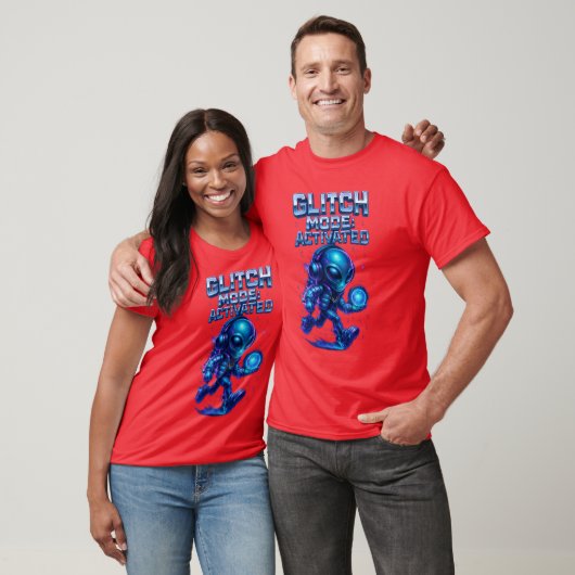 T-shirt Mode Glitch Activé Cyber Alien Power (Unisexe)