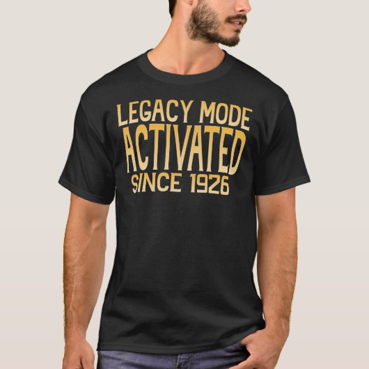 T-shirt Mode Hérité Activé Depuis 1926 (Devant)