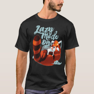 T-shirt Mode Lazy ON Fluffy Cute Red Panda Morning Coffee