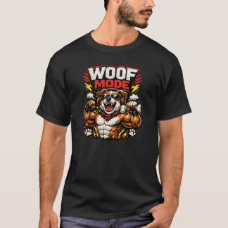 T-shirt Mode Woof Chien Musclé Design Drôle de Travail pou