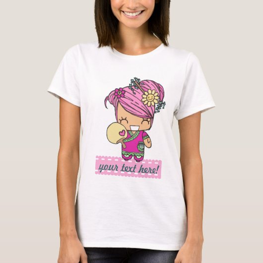 T-shirt Modèle blanc de chemise de poupée de kokeshi de (Devant)
