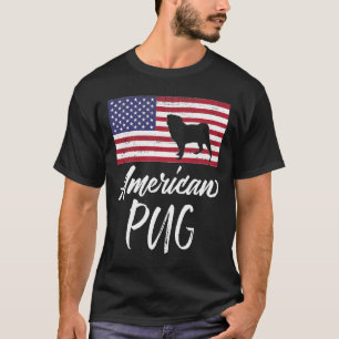 T-shirt Modèle de drapeau américain Pug USA pour les amate