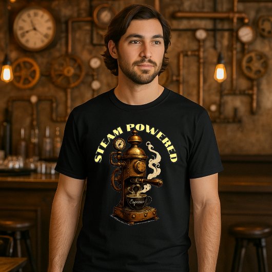 T-shirt Modèle de machine à café Steampunk Espresso