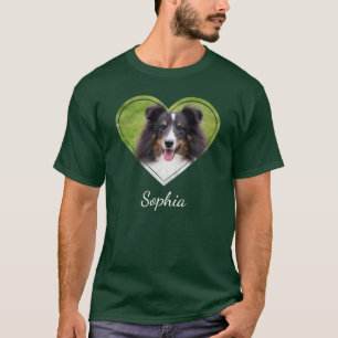 T-shirt Modèle de photo de chien en forme de cœur avec le