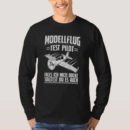 T-shirt Modèle de pilote d'essai en vol Wenn Ich Mich Duck (Devant)